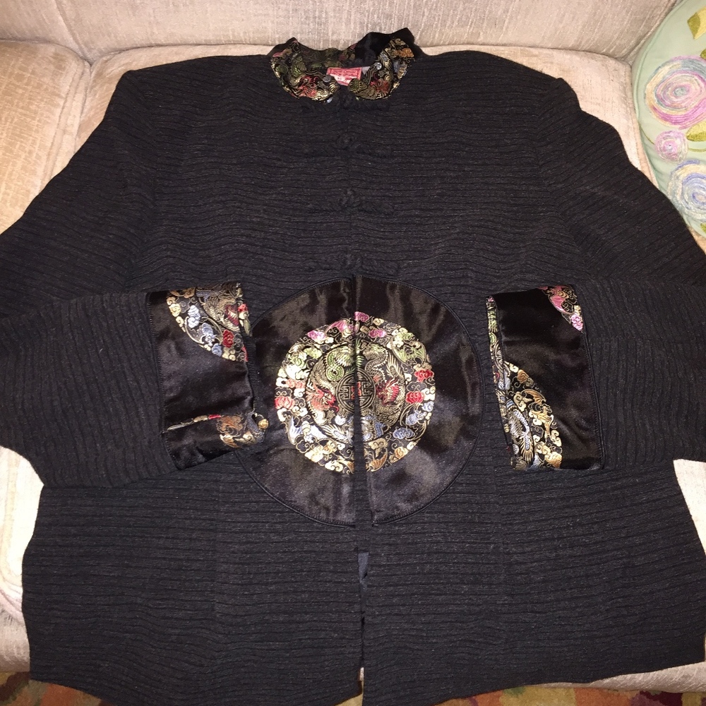 April Cornell Black Lined Patterned Jacket/Lined - image 1